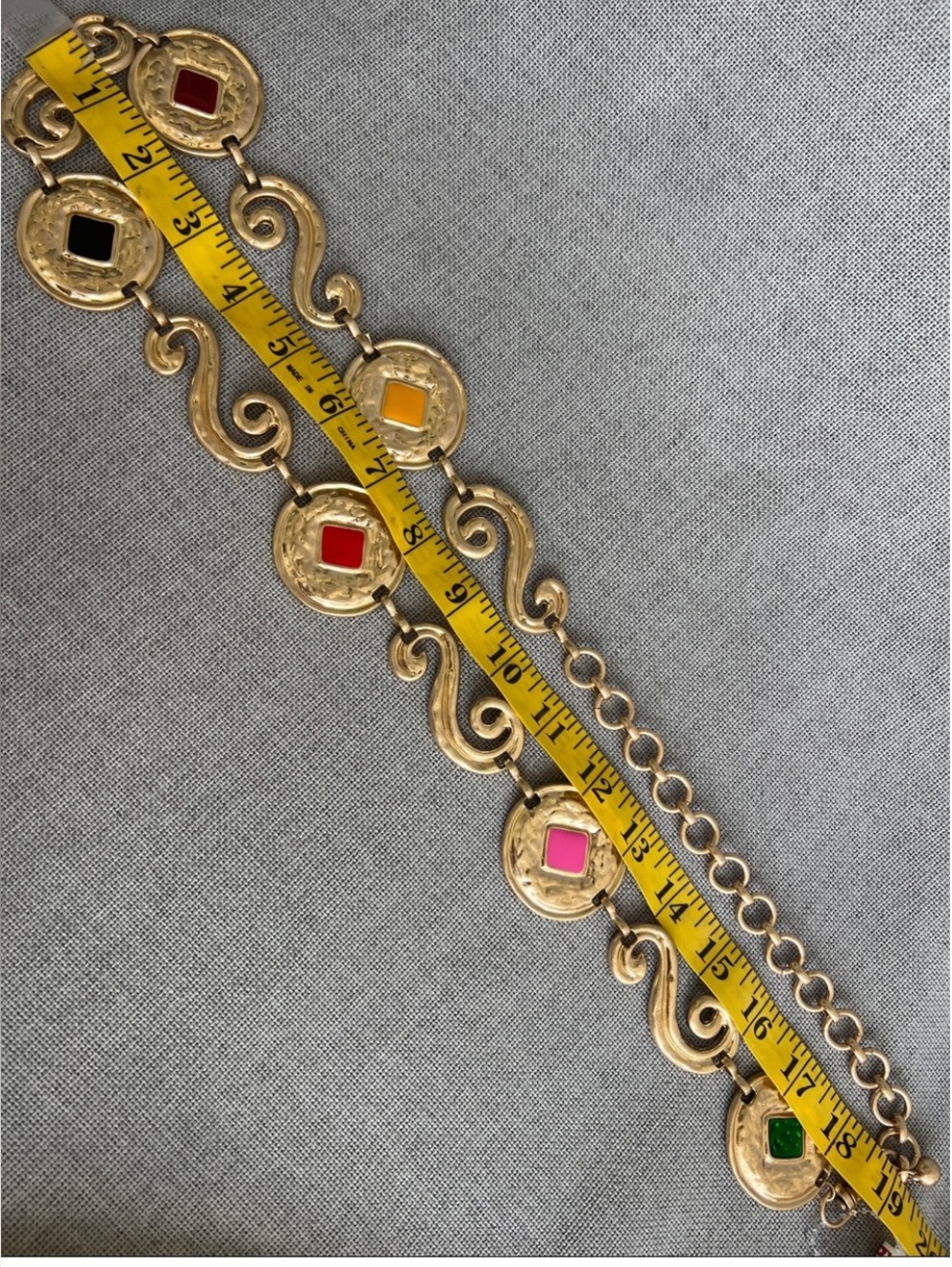 House of Harlow 1960 metal belt gold multicolor enamel NWT One size - Picture 10 of 14